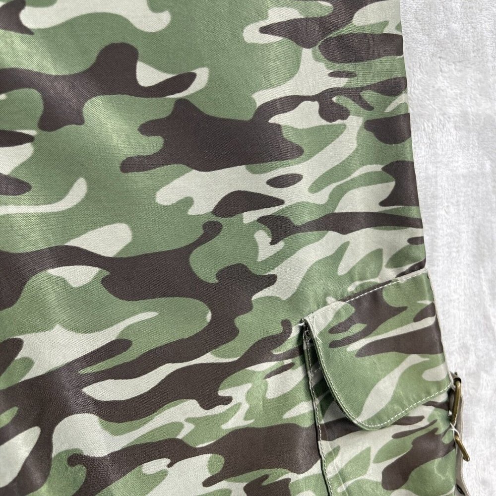 Express Camo Print Satin Cropped Cargo Pants Parachute Pants Hem Cinch - Picture 4 of 12